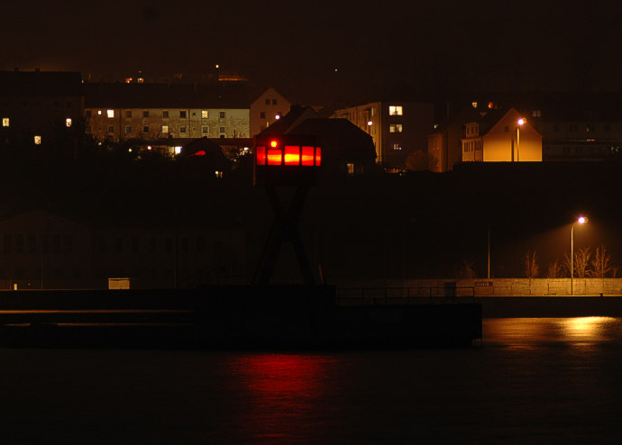  port pier light Sassnitz in the night