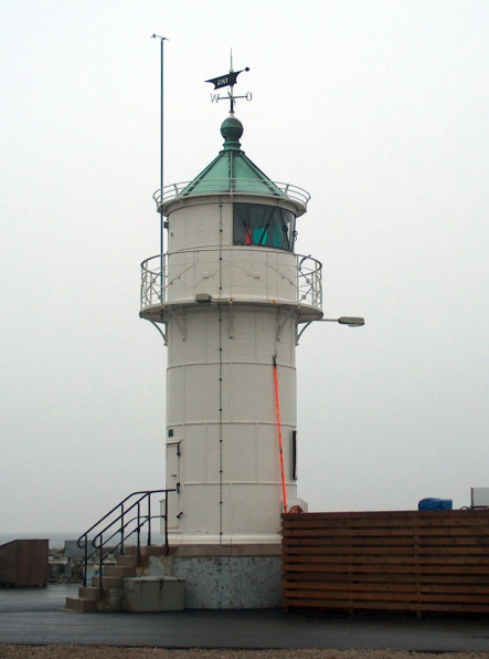 lighthouse Årøsund from the other side of port
