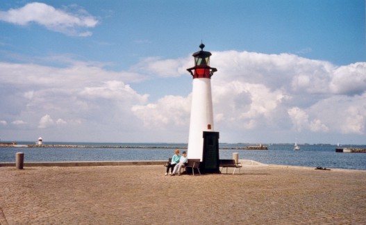 lighthouses Assens with entrance to the port